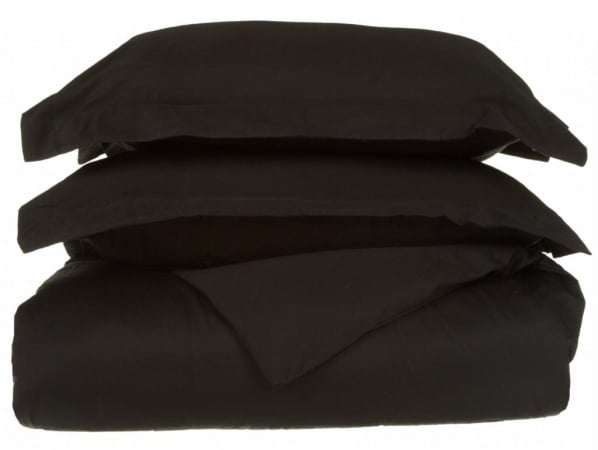 530 Thread Count Egyptian Cotton King/ California King Duvet Cover Set Solid Black