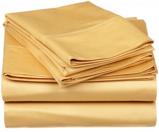 530 Thread Count Egyptian Cotton Queen Sheet Set Solid Gold
