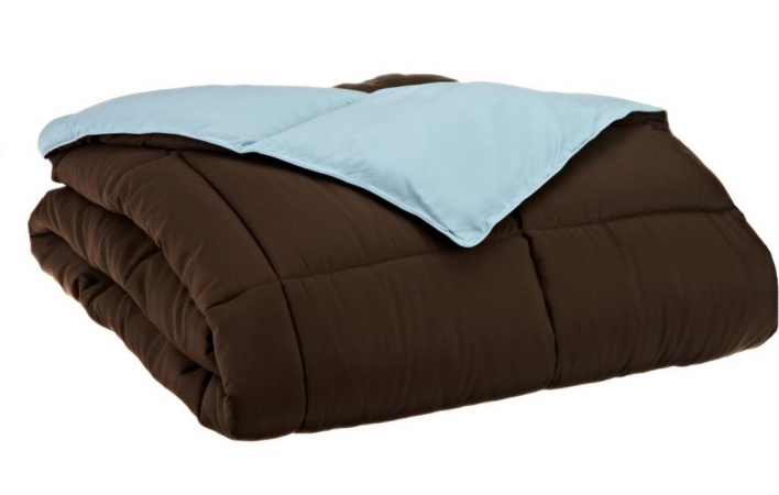 All Season Down Alternative Reversible Comforter Twin/twin Xl-chocolate/sky Blue