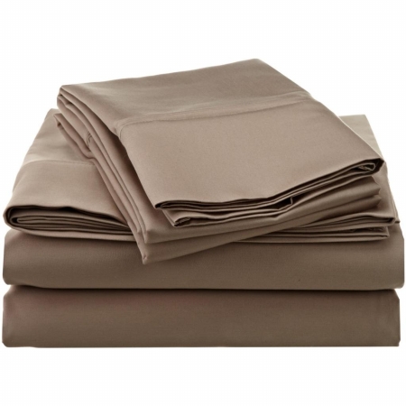 Egyptian Cotton 1200 Thread Count Solid Sheet Set Queen-taupe
