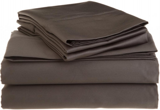 Egyptian Cotton 1200 Thread Count Solid Sheet Set California King-charcoal