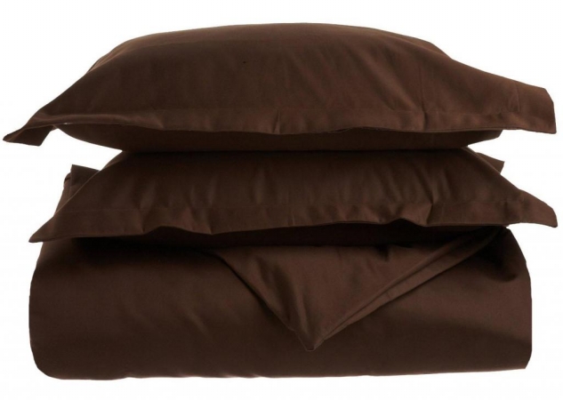 Cotton 1500 Thread Count Solid Duvet Cover Set Full/queen-chocolate