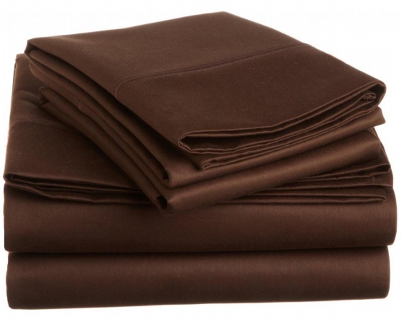 Cotton 1500 Thread Count Solid Sheet Set Queen-chocolate