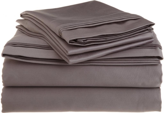 Egyptian Cotton 1500 Thread Count Solid Sheet Set California King-grey