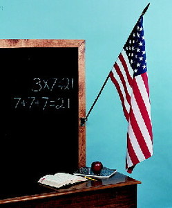 42900 U.S. Flag Mounted on a .38 in. x 36 in. Black staff Gold Spear Tip 16 in. X 24 in. Case of 12 flags.