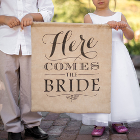 Hortense B Hewitt 31259 Here Comes The Bride Burlap Sign