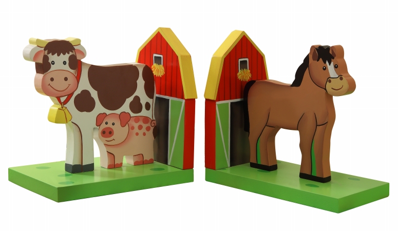 Teamson Td-11327a Wooden Book Ends - Happy Farm Room Collection