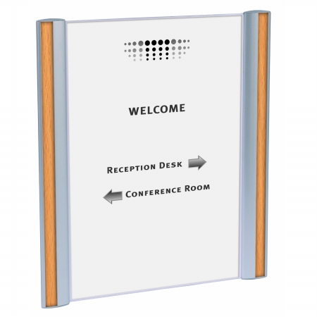 Signletm Alba Signlet Wall Fixed Sign For Letter Size Documents With 6 Color Side Strip Options And An Anti-glare Transparent Window