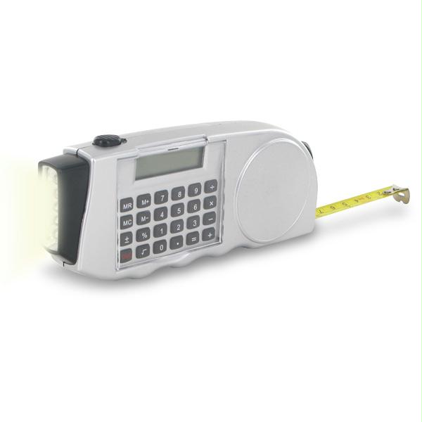 228453 Multi Function Calculator With Measuring Tape & Led Flashlight