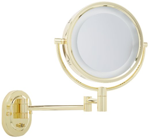 Hl65g 2-sided Wall Mounted Lighted Mirror In Brass