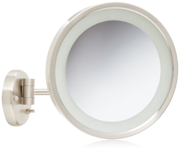 First Class 5x Lighted Wall Mount Mirror In Nickel