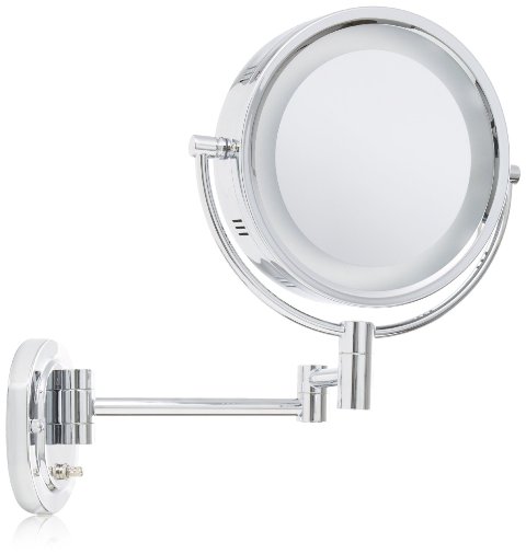 2 Sided Wall Mounted Lighted Mirror In Chrome