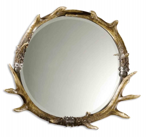 11556 B Stag Horn Round Mirror
