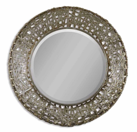 11603 B Alita Champagne Woven Metal Mirror