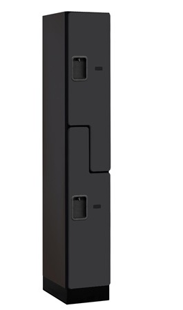 Salsbury Assembled Locker, 2 Tier, 12x18x76, Black
