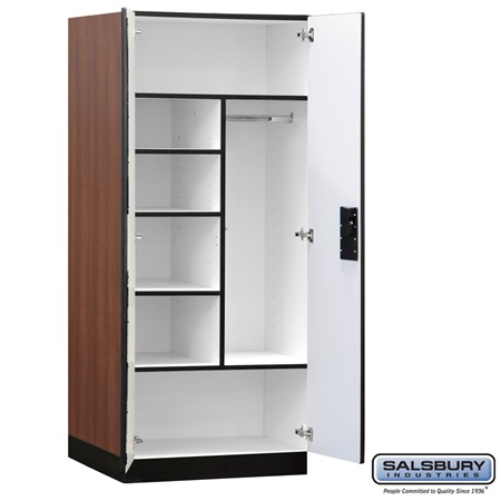 Salsbury Designer Wood Storage Cabinet Combination - 76 Inches High - 24 Inches Deep - Mahogany