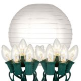 . 24010 String Lights With Paper Lanterns- White 10 Count