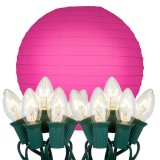 . 24110 String Lights With Paper Lanterns- Fuchsia 10 Count