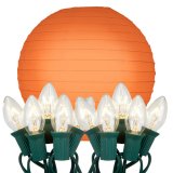 . 24210 String Lights With Paper Lanterns- Orange 10 Count