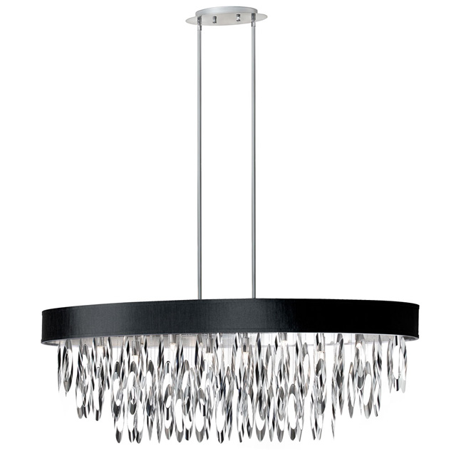 8 Light Oval Chandelier With Black Shade Polished Chrome Finish