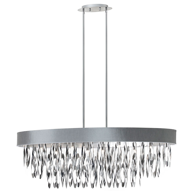 8 Light Oval Chandelier With Silver Shade Polished Chrome Finish
