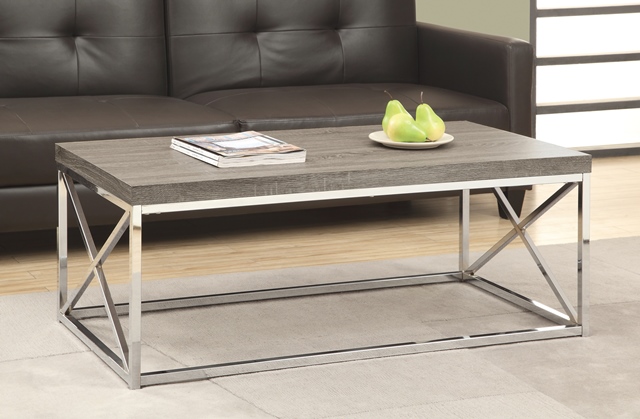 Dark Taupe Reclaimed-look - Chrome Metal Cocktail Table