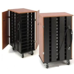 National Public Seating TCSC Tablet Charging-Storage Cart - Cherry-Black