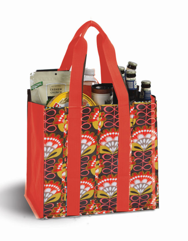 Psa-802om Coated Canvas Carry All Shopping, Travel Tote - Orange Martini