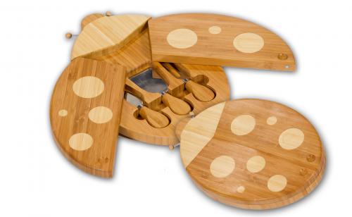 Psm-185 Ladybug Shaped Bamboo Cheese Board And Tool Set - Bamboo