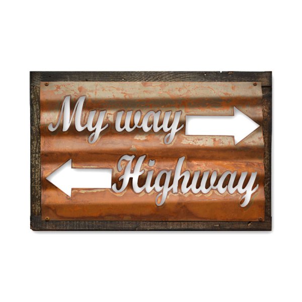Rcb108 My Way Highway Home And Garden Corrugated Rustic Barn Wood Sign