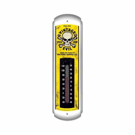 Pasttime Signs Fsc020 Vintage Evil Yellow Skull Thermometer