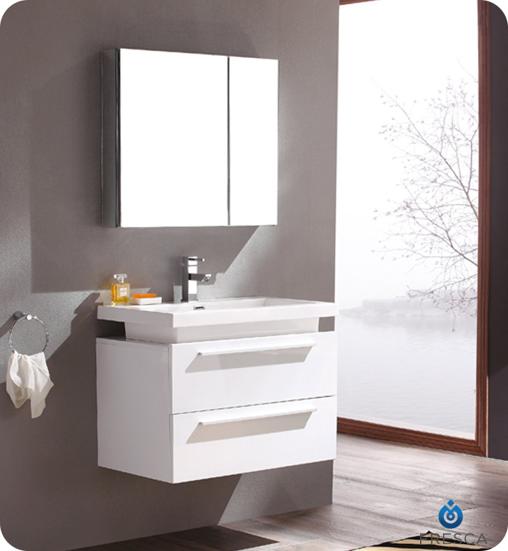 Fvn8080wh Fresca Medio White Modern Bathroom Vanity With Medicine Cabinet - White