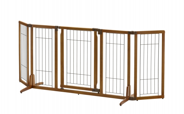 94904 Wide Premium Plus Freestanding Pet Gate With Door - Brown