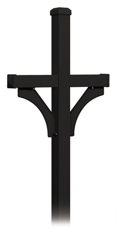 Salsbury 4372BLK Deluxe Post-2 Sided-In-Ground Mounted For Roadside Mailbox-Black