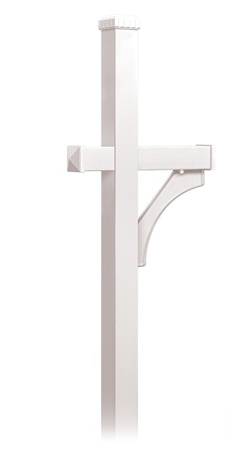 Salsbury Deluxe Post-1 Sided-In-Ground Mounted For Roadside Mailbox-White