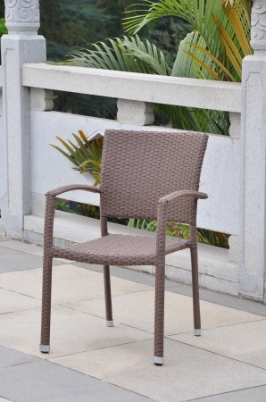 Inc 4210-sq-abn Barcelona Resin Wicker Square Back Dining Chair - Light Brown