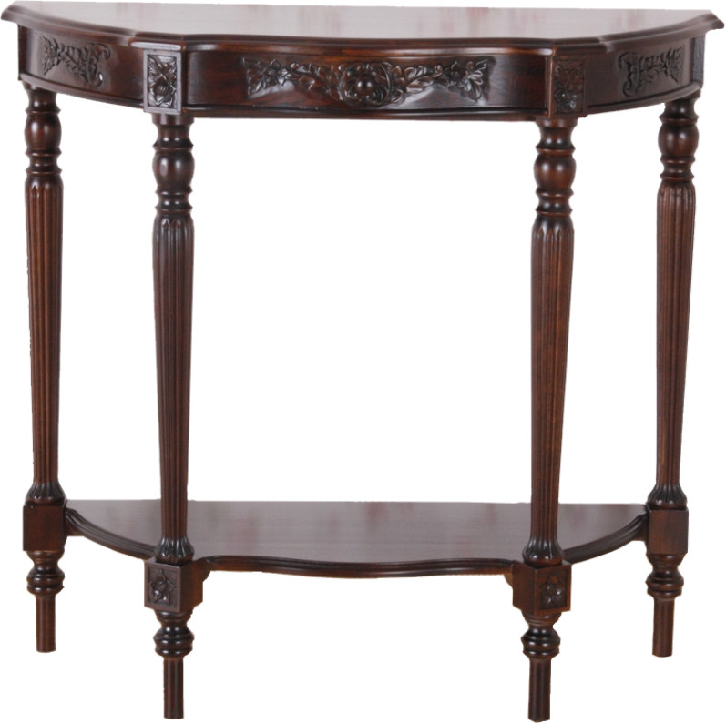 Inc Carved Wood One Drawer Console Table - Brown