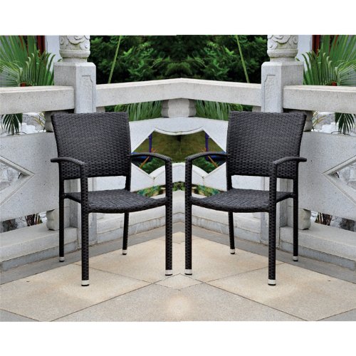 Inc 4210-sq-ch-s-2 Barcelona Set Of 2 Resin Wicker Square Back Dining Chair - Chocolate