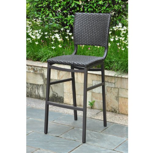 Inc 4215-2ch-bka Barcelona Set Of Two Resin Wicker-aluminum Bar Bistro Chair - Black