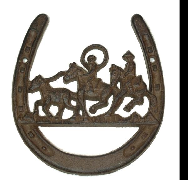 0184s-1014 Cast Iron Horse Shoe W Horse Ropers