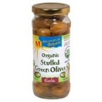 Organics 24638 Green Stuffed Garlic Olives - 12x8.5 Oz