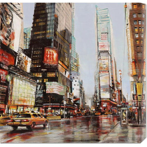 John B. Mannarini 'taxi In Times Square' Stretched Canvas