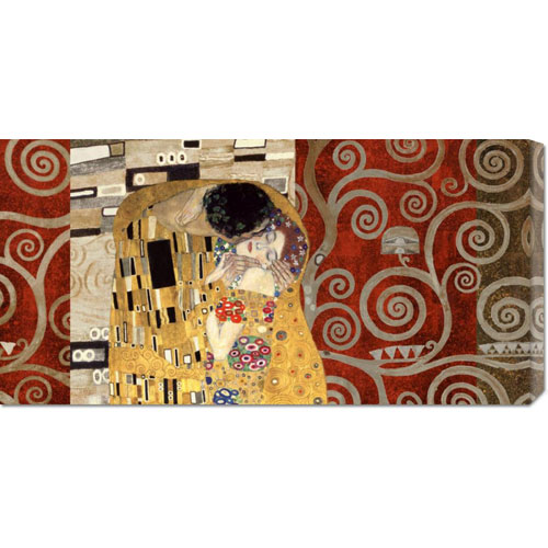 Klimt Patterns 'the Kiss Pewter' Stretched Canvas