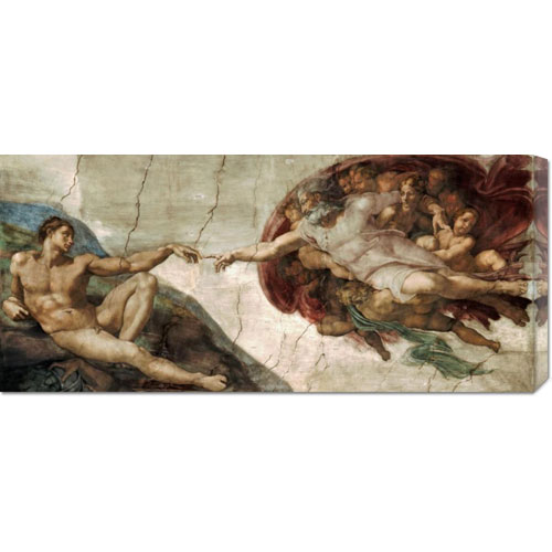Michelangelo 'creation Of Adam (detail)' Stretched Canvas