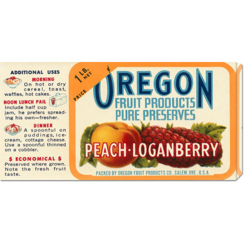 Bentley Global Arts Dba American Walls Gcs-376048-22-142 Retrolabel 'peach - Loganberry Preserves' Stretched Canvas