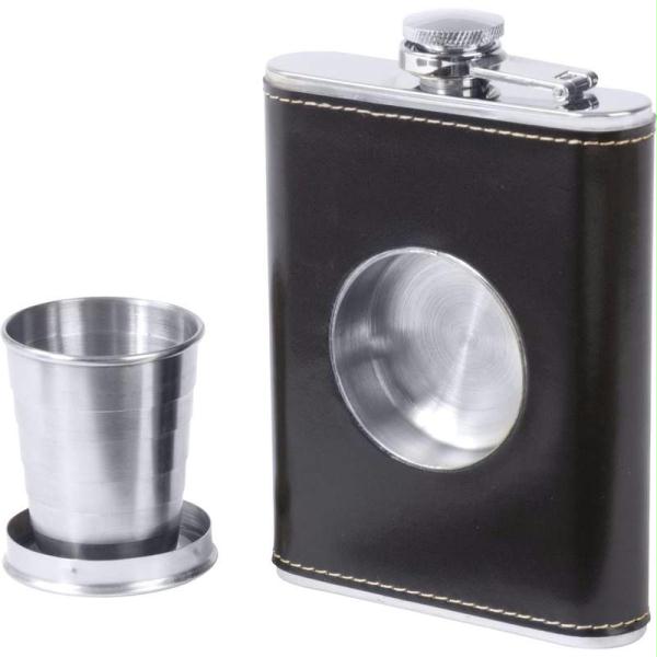 Ktflkcup 6.8oz Stainless Steel Flask With Built-in Cup