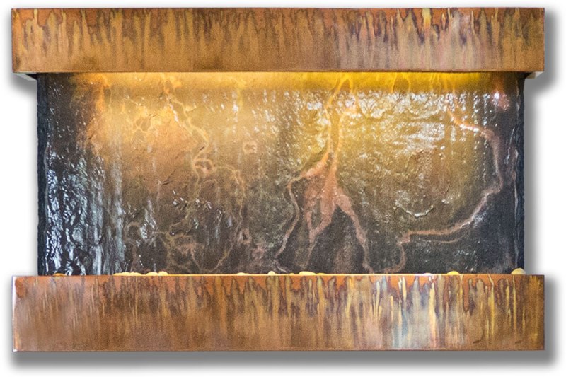 Bluworld Wwlhcb-cp Horizon Falls Classic Quarry Wall Fountain - Rainforest Brown Marble And Copper Patina