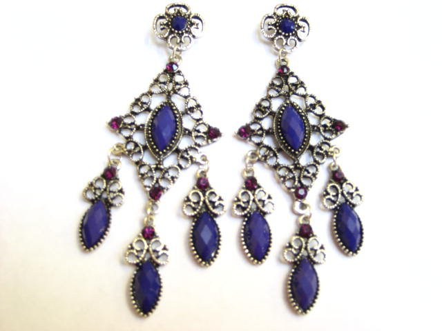 Alur Jewelry, Inc. 14351pu Diamond-shape Chandelier Earring In Purple