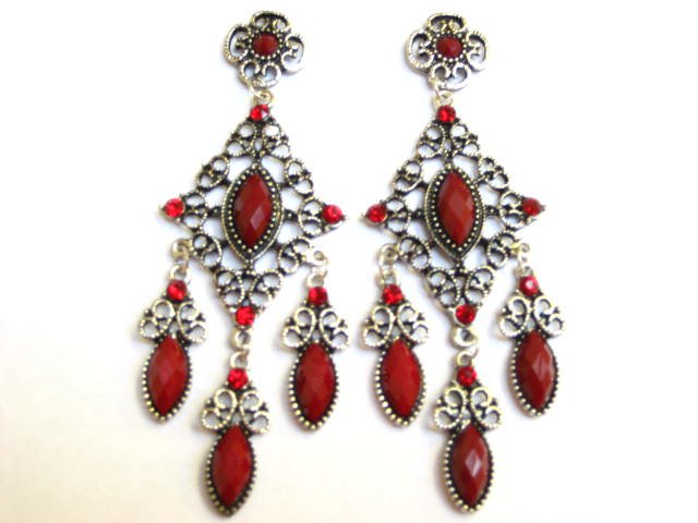 Alur Jewelry, Inc. 14351rd Diamond-shape Chandelier Earring In Red