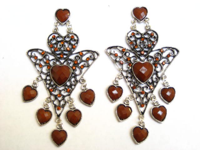 Alur Jewelry, Inc. 14354bn Hearts Chandelier Earring In Brown